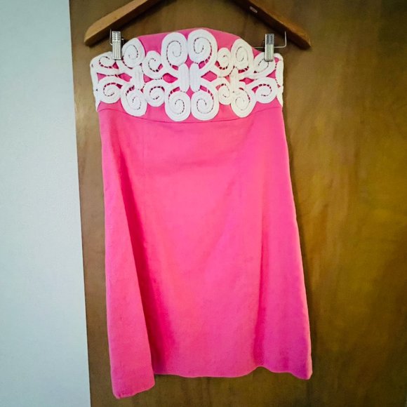 Lilly Pulitzer Pink Bowen Bodice Lace Mini Dress - Picture 3 of 5